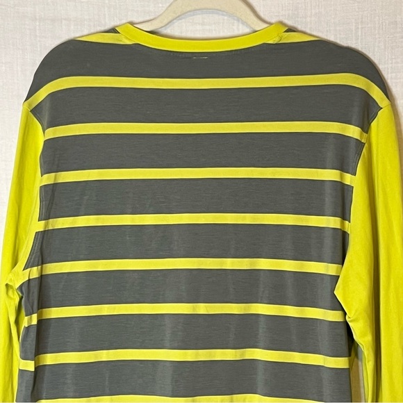Lululemon In Your Element Neon Green Yellow Gray Stripe Long Sleeve Shir… - Picture 2 of 7